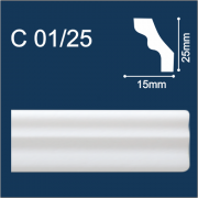  С01/25 плинтус потолочный экструдированный, белый - Солид