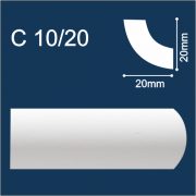 С10/20 плинтус потолочный экструдированный, белый - Солид