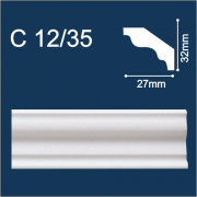 С12/35 плинтус потолочный экструдированный, белый - Солид