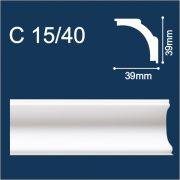 С15/40 плинтус потолочный экструдированный, белый - Солид