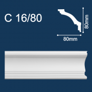 С16/80 плинтус потолочный экструдированный, белый - Солид