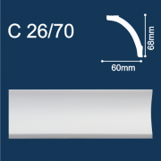 С26/70 плинтус потолочный экструдированный, белый - Солид