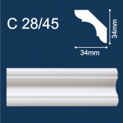 С28/45 плинтус потолочный экструдированный, белый - Солид