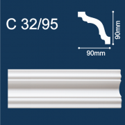 С32/95 плинтус потолочный экструдированный, белый - Солид