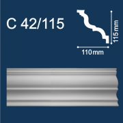 C42/115 плинтус потолочный экструдированный, белый - Солид