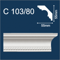 С103/80 плинтус потолочный инжекционный, белый - Солид