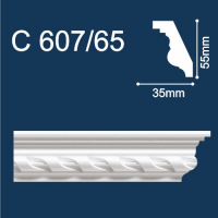 С607/65 плинтус потолочный инжекционный, белый - Солид
