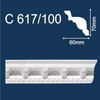 С617/100 плинтус потолочный инжекционный, белый - Солид