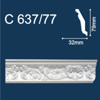 С637/77 плинтус потолочный инжекционный, белый - Солид