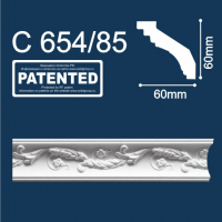 С654/85 плинтус потолочный инжекционный, белый - Солид