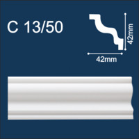 С13/50 плинтус потолочный экструдированный, белый - Солид