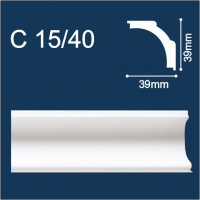 С15/40 плинтус потолочный экструдированный, белый - Солид