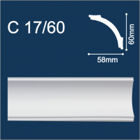 С17/60 плинтус потолочный экструдированный, белый - Солид