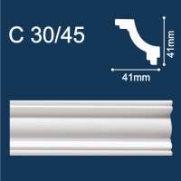 С30/45 плинтус потолочный экструдированный, белый - Солид