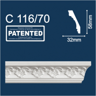 С116/70 плинтус потолочный инжекционный, белый - Солид