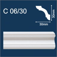 С06/30 плинтус потолочный экструдированный, белый - Солид