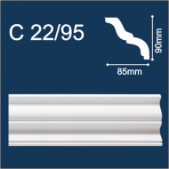 С22/95 плинтус потолочный экструдированный, белый - Солид