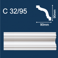 С32/95 плинтус потолочный экструдированный, белый - Солид