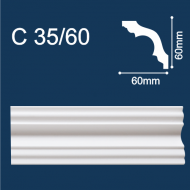 С35/60 плинтус потолочный экструдированный, белый - Солид